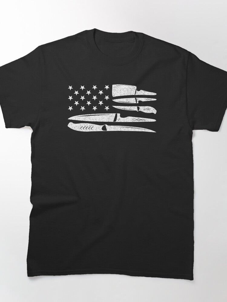 Chef Knives American Flag Cooking Funny Classic T-Shirt