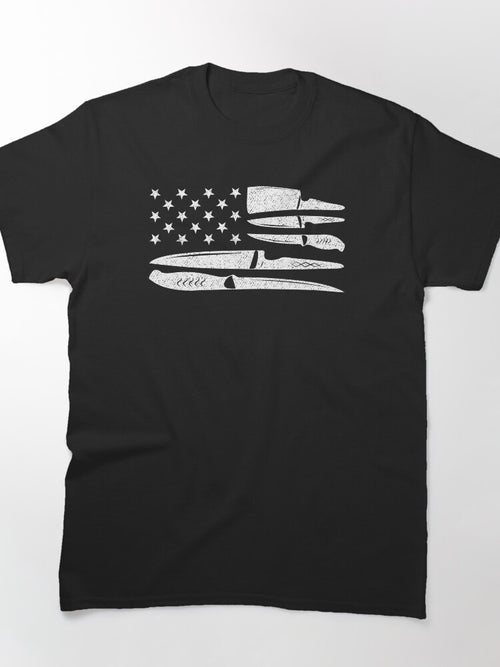 Chef Knives American Flag Cooking Funny Classic T-Shirt