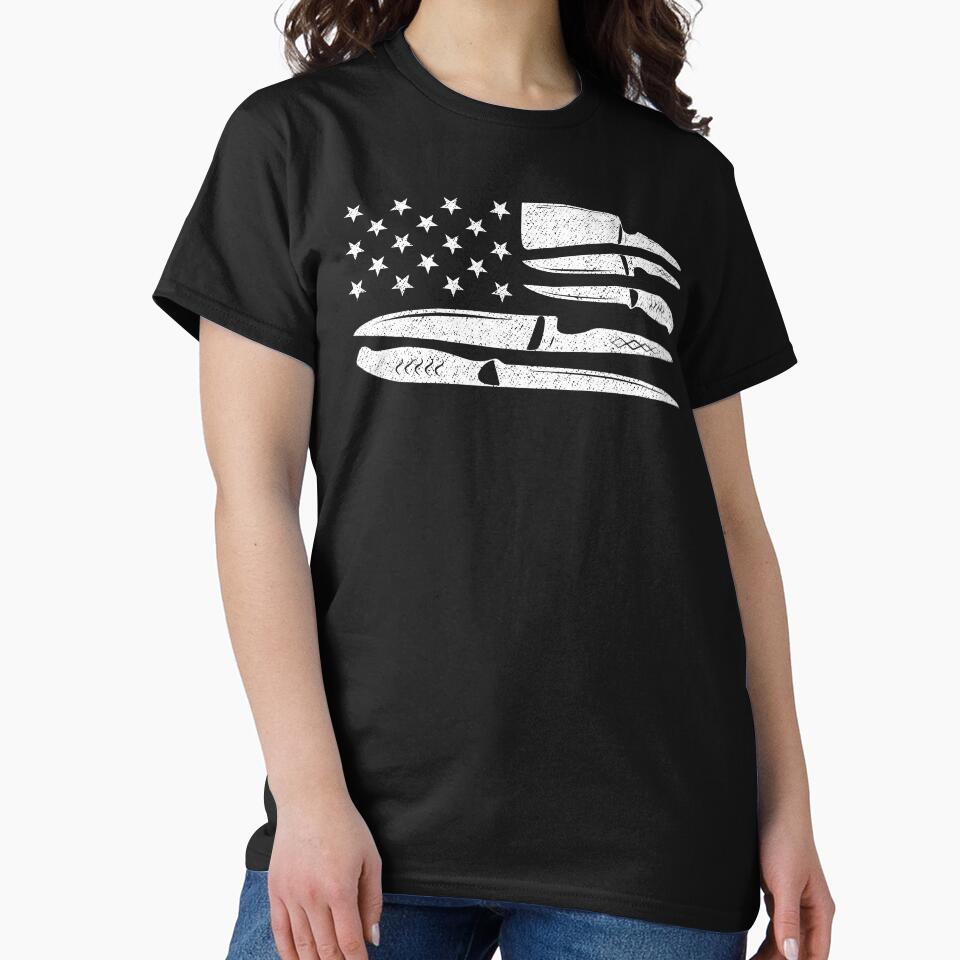 Chef Knives American Flag Cooking Funny Classic T-Shirt