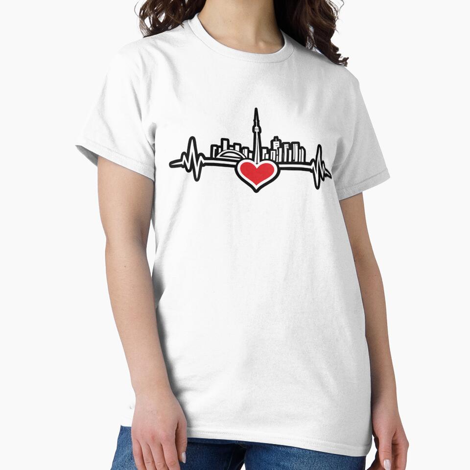 Women's Stuttgart Skyline Heartbeat Germany Heart I Love Stuttgart V-Neck T-Shirt Classic T-Shirt